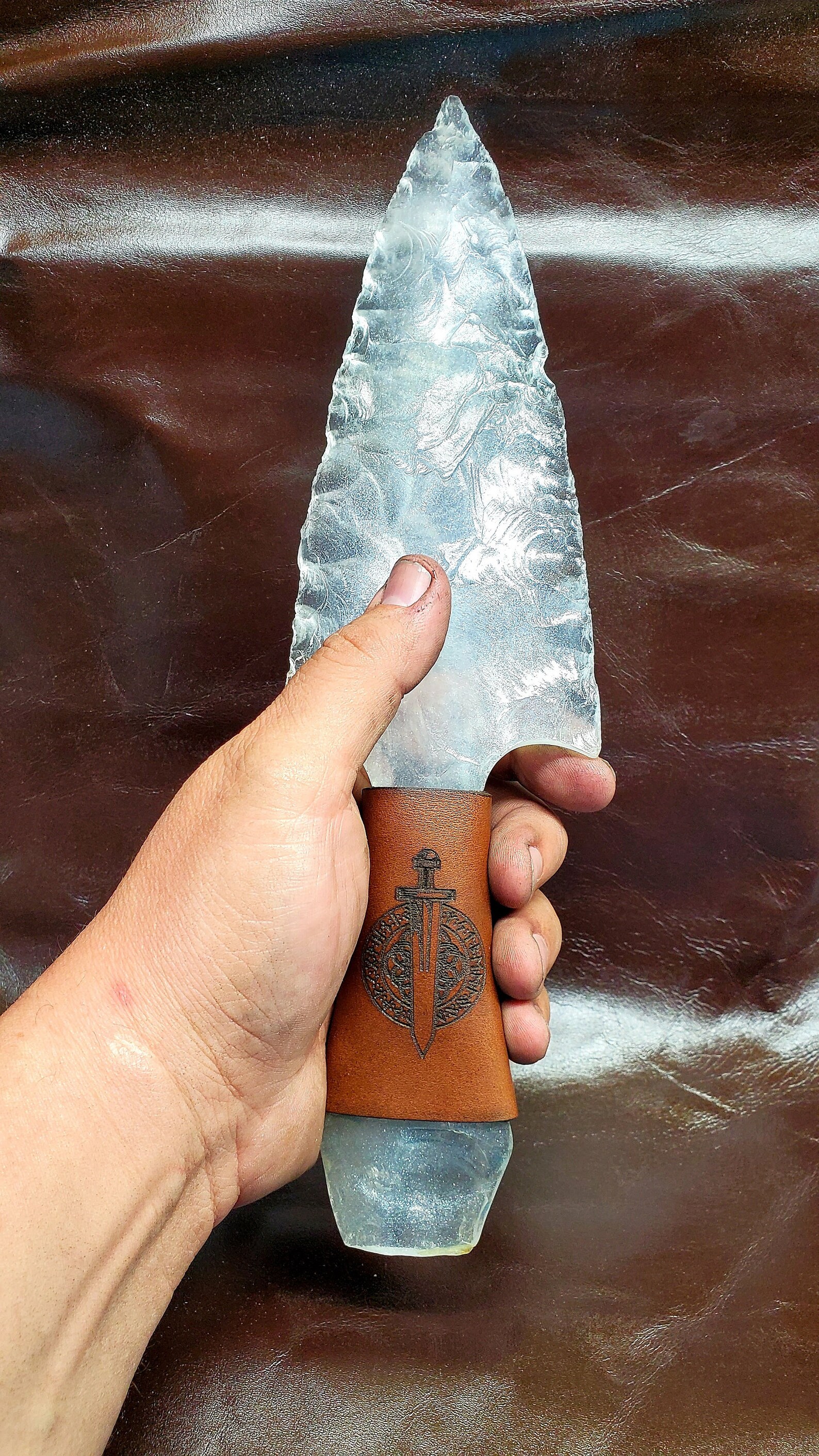 Obsidian Crystal Resin Dagger with Leather Grip Decorative Etsy