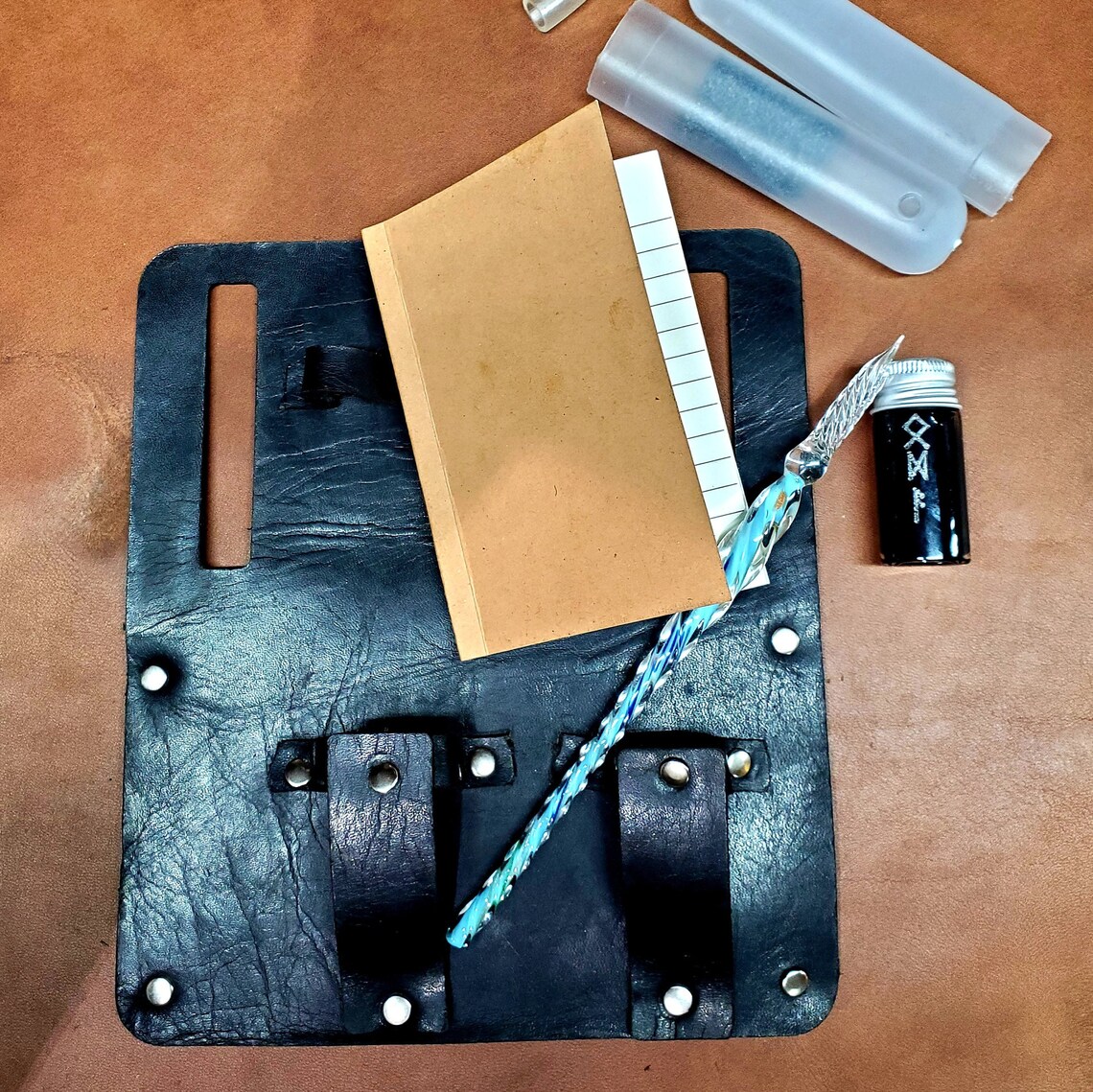 Glass Dip Pen Belt Belt Holster Set With Black Ink 5 Pcs Pen Etsy