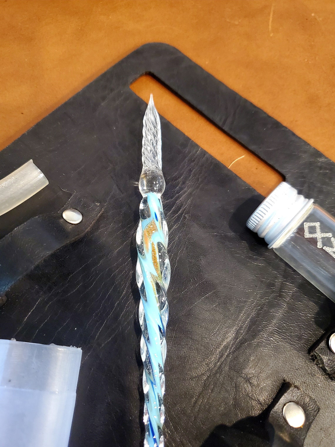 Glass Dip Pen Belt Belt Holster Set With Black Ink 5 Pcs Pen Etsy