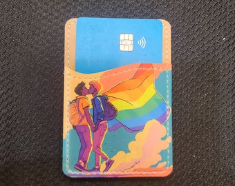 Pride Phone Wallet - PU Leather Card Holder - Back of Phone Stick on iPhone Android HTV Friendly  LGBTQ+ - Queer - Human Rights - Human Kind