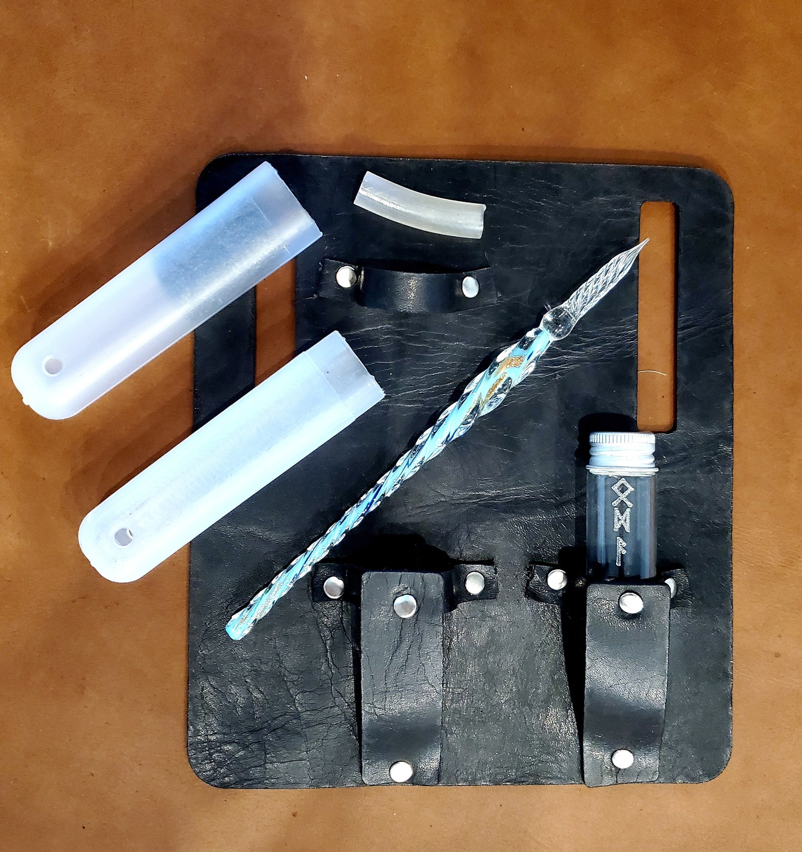 Glass Dip Pen Belt Belt Holster Set With Black Ink 5 Pcs Pen Etsy