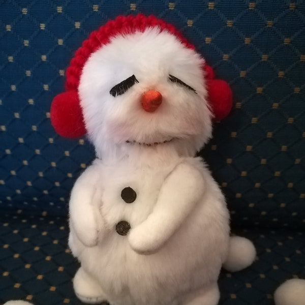 Handcrafted OOAK artist toy, a snowman "Tinkle", a collectible object, a gift item, a Christmas decoration