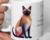 Siamese Cat Mug: Elegant Art & Philosophical Humor - Gift for Cat Lovers
