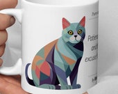 British Shorthair Cat Mug: Artistic Design, Philosophical Humor - Gift for Cat Lovers