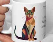 Abyssinian Cat Mug: Artistic Design, Philosophical Humor - Gift for Cat Lovers
