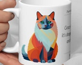 Ragdoll Cat Mug: Artistic Design, Philosophical Humor - Unique Kitty Gift