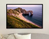 Durdle Door Jurassic Coast Print: Spring Evening Landscape - Unframed Matte