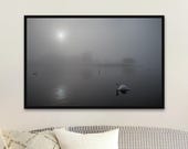 Foggy Caldecotte Lake Photography Print: Tranquil Nature Art - Unframed Matte