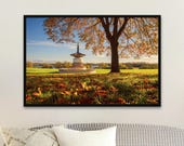 Autumn Peace Pagoda Photography Print: Milton Keynes - Unframed Matte Art