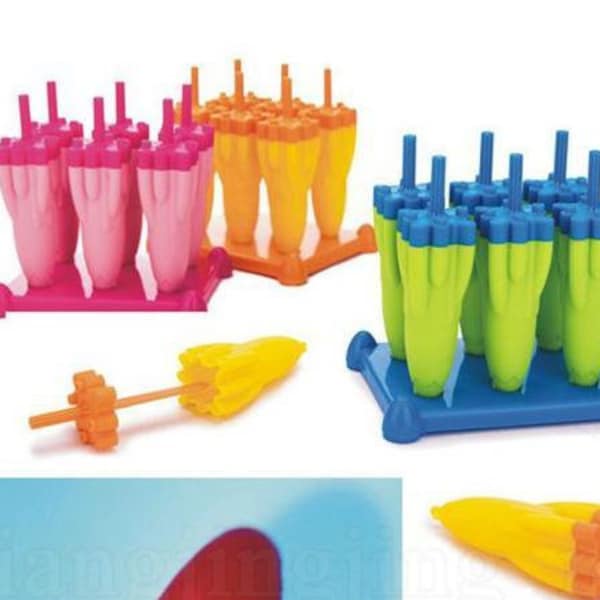 Custom Promotions Popsicle Molds with Sticks/Reusable/Rocket Shaped/Set of 6