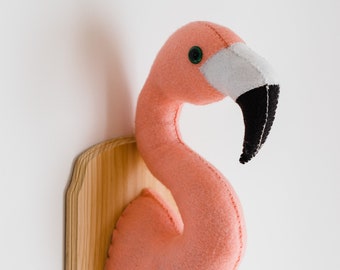 Plush Felt Wall Mounted Flamingo Head