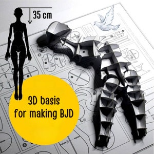 Un mockup digitale 3D in carta unico e bellissimo, per creare una bambola BJD articolata