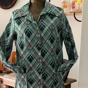 70&#39;s Green Plaid Groovy two piece suit