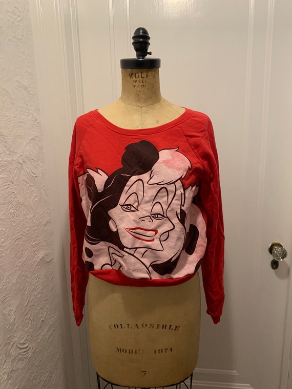 Disney Cruella Deville Cropped Sweatshirt 90's