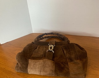 Brown leather patch purse with 2 coin purses Vintage 70's