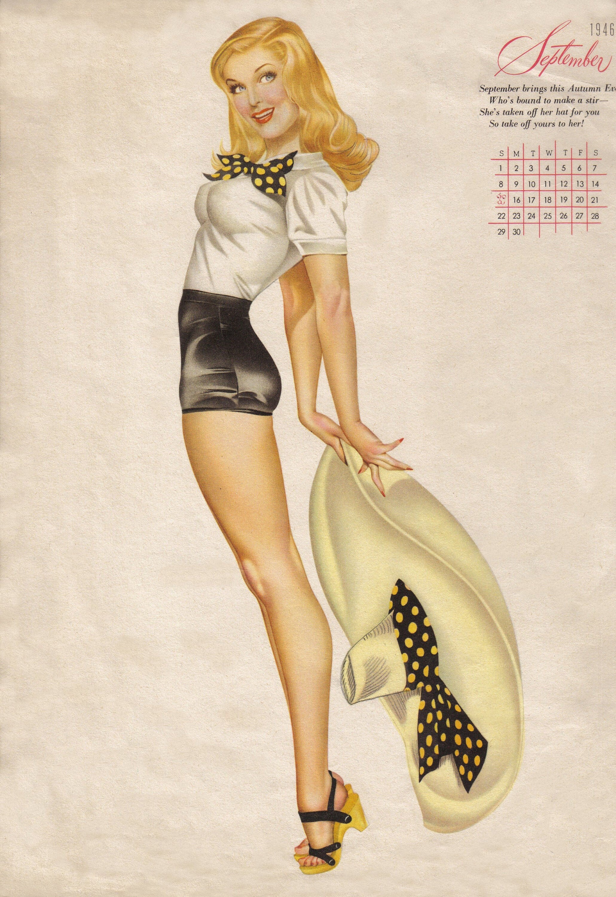 1946 Calendar 24x16 Art Print Poster Classic Pin Etsy