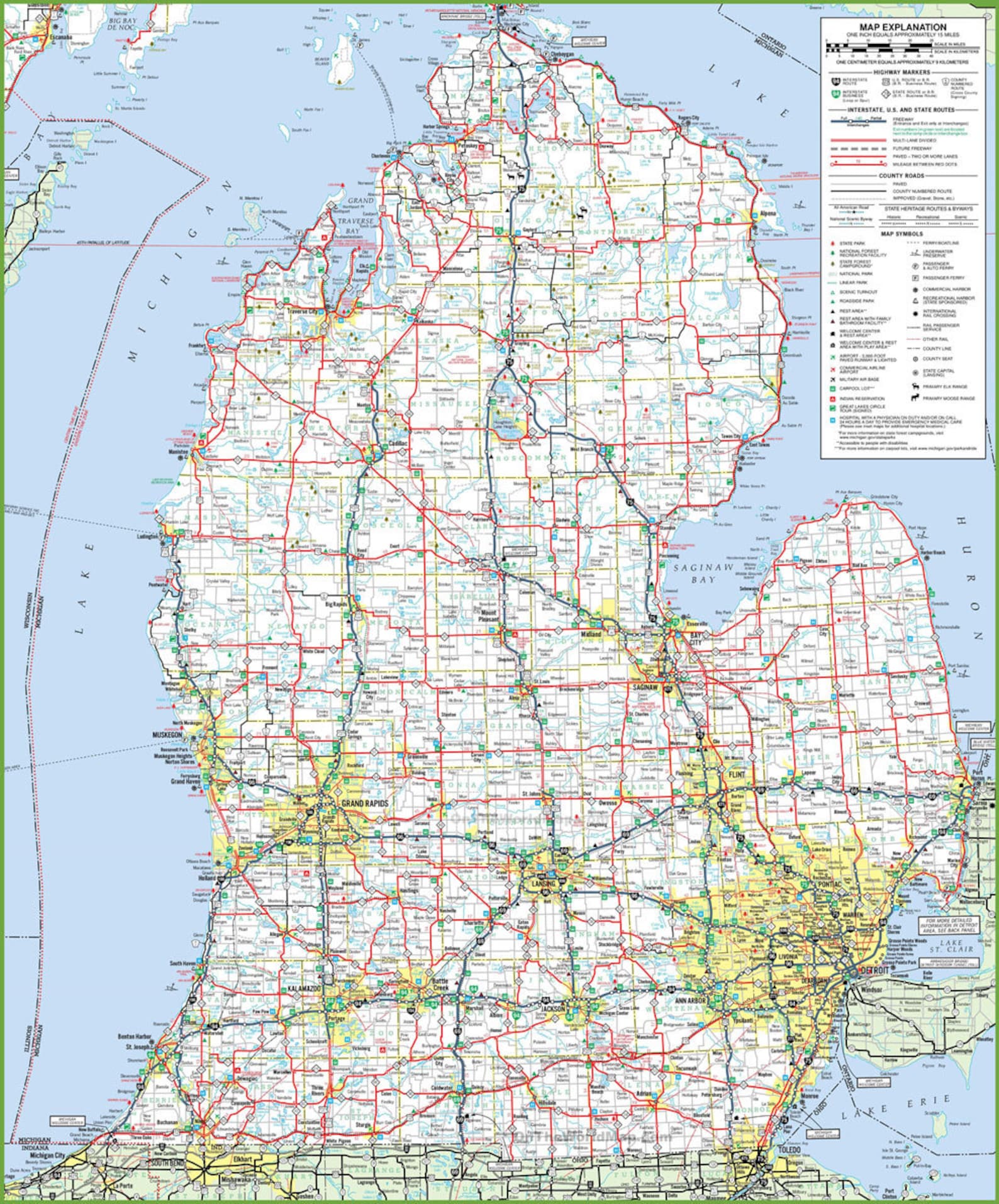 Map of lower peninsula of Michigan 24x29 Etsy