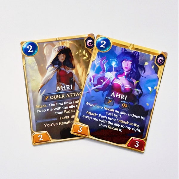 League of Legends / Legends of Runeterra Ahri Champion Cards (Level 1 & 2) Snow Queen, Coven, Spirit Blossom Skins