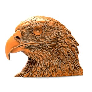 Eagle Head STL File for CNC Bird Sculpture Casting Wood Carving Engraving Wildlife Hawk Figurine American Flag Symbol bas relief Wall Plaque
