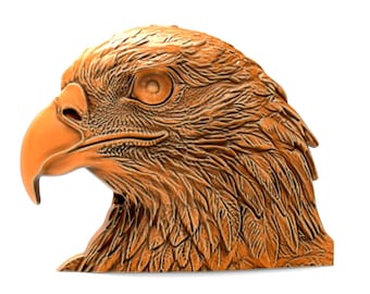 Eagle Head STL File for CNC Bird Sculpture Casting Wood Carving Engraving Wildlife Hawk Figurine American Flag Symbol bas relief Wall Plaque