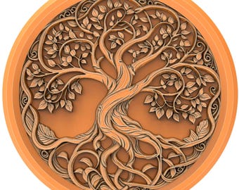Archivo STL del Árbol de la Vida Celta. Modelo 3D de amuleto para joyería, medallón, colgante, anillo, bricolaje, impresión CNC, grabado de monedas.