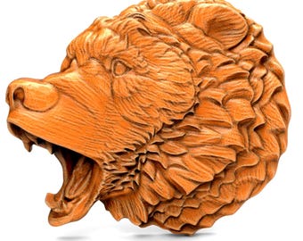 STL Files For 3D Printing CNC Carving Relief Bear Head Pattern for CNC Router 3D Printer Laser - Wildlife Wall Art Decor 3D print stl Model