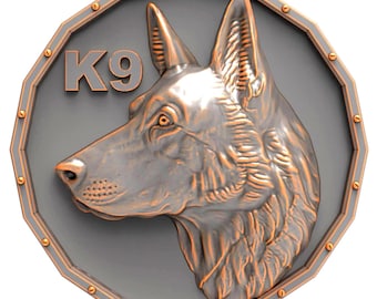 STL-bestand voor CNC-router 3D-printer Laser K9 Duitse herder Reliëfmedaillon Politiehond Plaque Digitaal Model Badge Wall Art hars Klei Schimmel