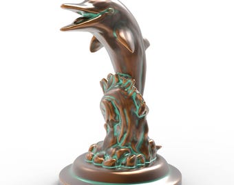 Delfin 3D-modell havsfisk STL-fil för CNC 3D-utskrift marin dekor hoppande delfin staty CNC-router träsnideri modell digital nedladdning
