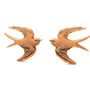 3D Printable Pair Bird Sculpture Flat Back Statue STL Files For CNC Router Engraving 3D Printer Laser Digital Model Template