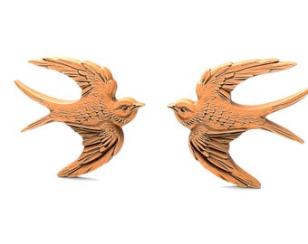 3D Printable Pair Bird Sculpture Flat Back Statue STL Files CNC Router Engraving 3D Printer Laser Digital Model Template Digital Download