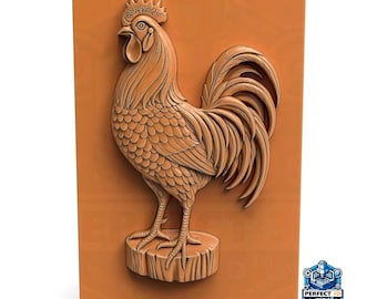 STL File for CNC 3D Printing Rooster Relief stl files for cnc Farm Animal Wall Art Digital Model for Wood Carving Rustic Barn Decor Design