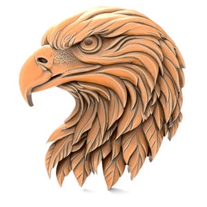 STL File For CNC Router 3D Printer Laser 3D Printable  Bird Head Sculpture Eagle CNC Router Wood Carving Model  Digital Files Template diy