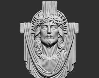 Jesus Cross STL File Crucifix Relief 3D Model for CNC Carving Laser 3D Printing Christian Wall Art Religious 3d Sculpture Digital Download