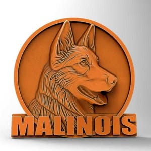 File STL in bassorilievo del Pastore Belga Malinois - Modello 3D per CNC, stampa 3D, incisione laser, decorazioni murali e decorazioni per la casa - Download digitale