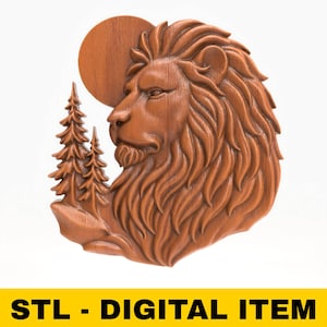 CNCルーター3Dプリンター用STLファイル レーザーライオンヘッドレリーフ野生動物自然彫刻パーソナライズ樹脂印刷プロジェクト