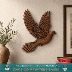 Pigeon Bird Animal Wall Art Plaque STL File Animal Sculpture 3D Model For CNC - 3D Printer CNC Router Wood Carving Model Digital Download