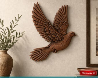 Piccione Uccello Animale Targa Decorazione da Parete File STL Scultura Animale Modello 3D Per Stampante 3D CNC Router CNC Modello per Intaglio del Legno Download Digitale
