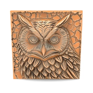 Owl Tile STL File Forest Wild Animal Art Deco Boho 3D Model for CNC 3D Printing Wall Art Ornament CNC Router Wood Carving Model