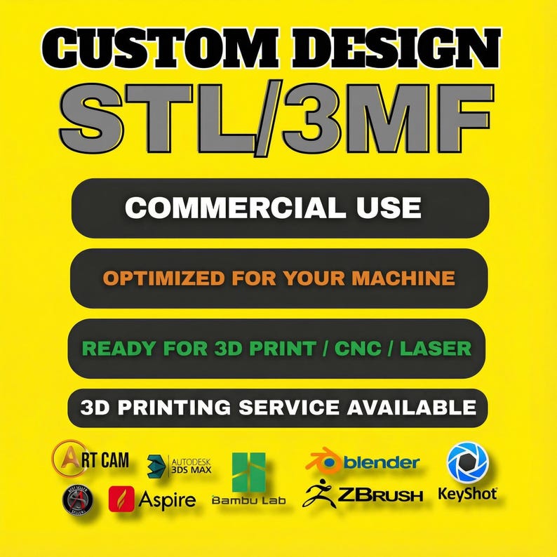 Custom 3D Model Design CAD Modeling Service STL 3mf Personalized 3D File For CNC Carving 3D Printing Model image 1