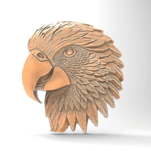 3D Printable Parrot Bird Head Sculpture Flat Back Statue STL Files For CNC Router Engraving 3D Printer Laser Digital Model Template