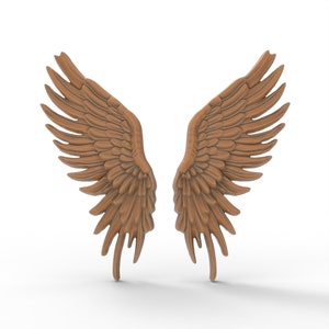 Pair 3D Printable Angels Wings Angel Cherub Wing STL Files for CNC Router Engraving 3D Printer ...