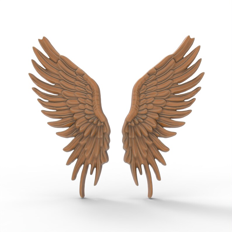 Pair 3D Printable Angels Wings Angel Cherub Wing STL Files for CNC Router Engraving 3D Printer ...