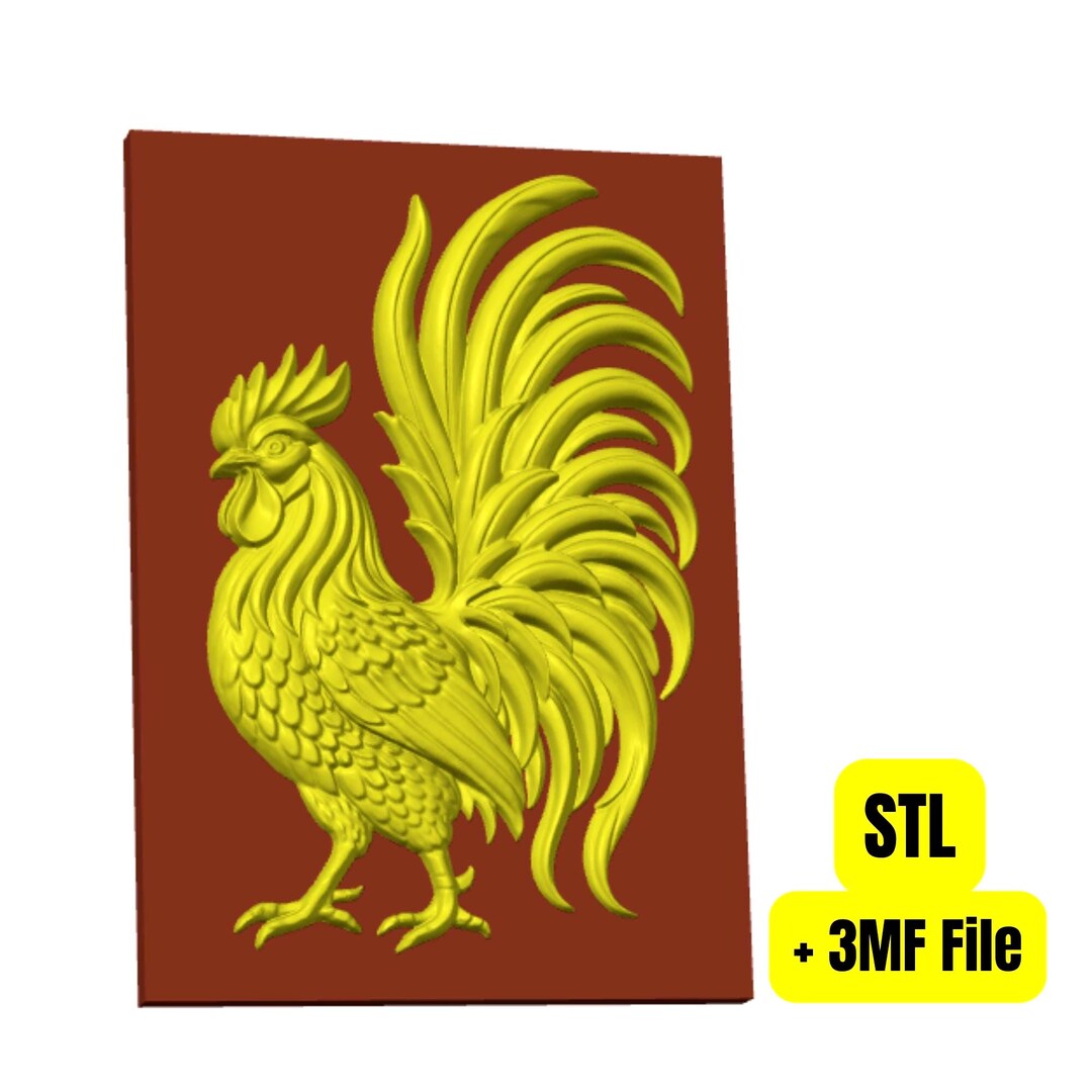 Rooster STL File for CNC Router 3D Printer Animal 3D Model STL ...