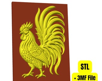 Rooster STL File For CNC Router 3D Printer Animal 3D Model STL Printable File Wall Art Panel for cnc Router 3D Printer Laser Cut Carving