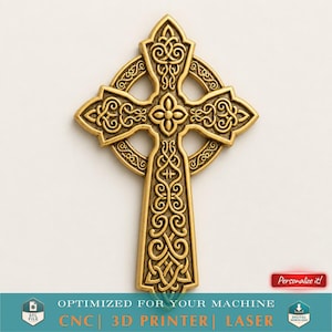 Celtic Cross 3d Model Crucifix STL File For Wood Carving CNC Router 3D Printable Religious Medallion Pendant Digital Download Template