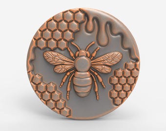 Archivo STL de relieve de panal de abeja, modelo 3D para tallado CNC, impresión 3D, grabado láser, medallón decorativo de pared inspirado en la naturaleza.