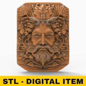 3D Printable Green Man Pagan Garden Sculpture Wall Hanging STL Files For CNC Router Engraving 3D Printer Laser Digital Model Template