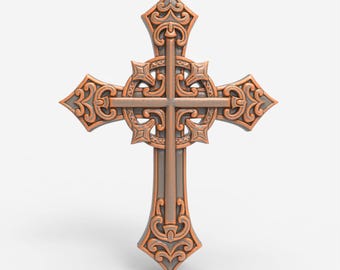 Cross STL File 3D Model Crucifix Relief for CNC Carving Laser Engraving 3D Printing Christian Wall Art Religious Digital Download