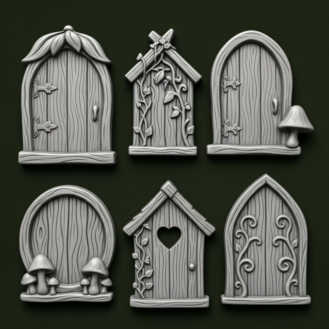 Fairy Door STL File Set of 6 for CNC Carving or 3D Printing Miniature ...
