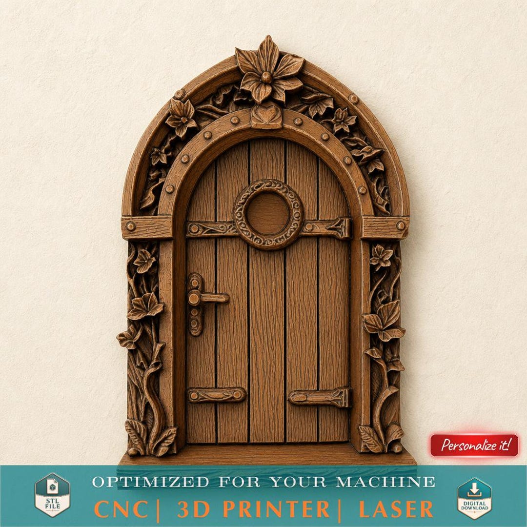Whimsical Rustic Fairy Door 3D Model STL File for CNC and 3D Printing ...